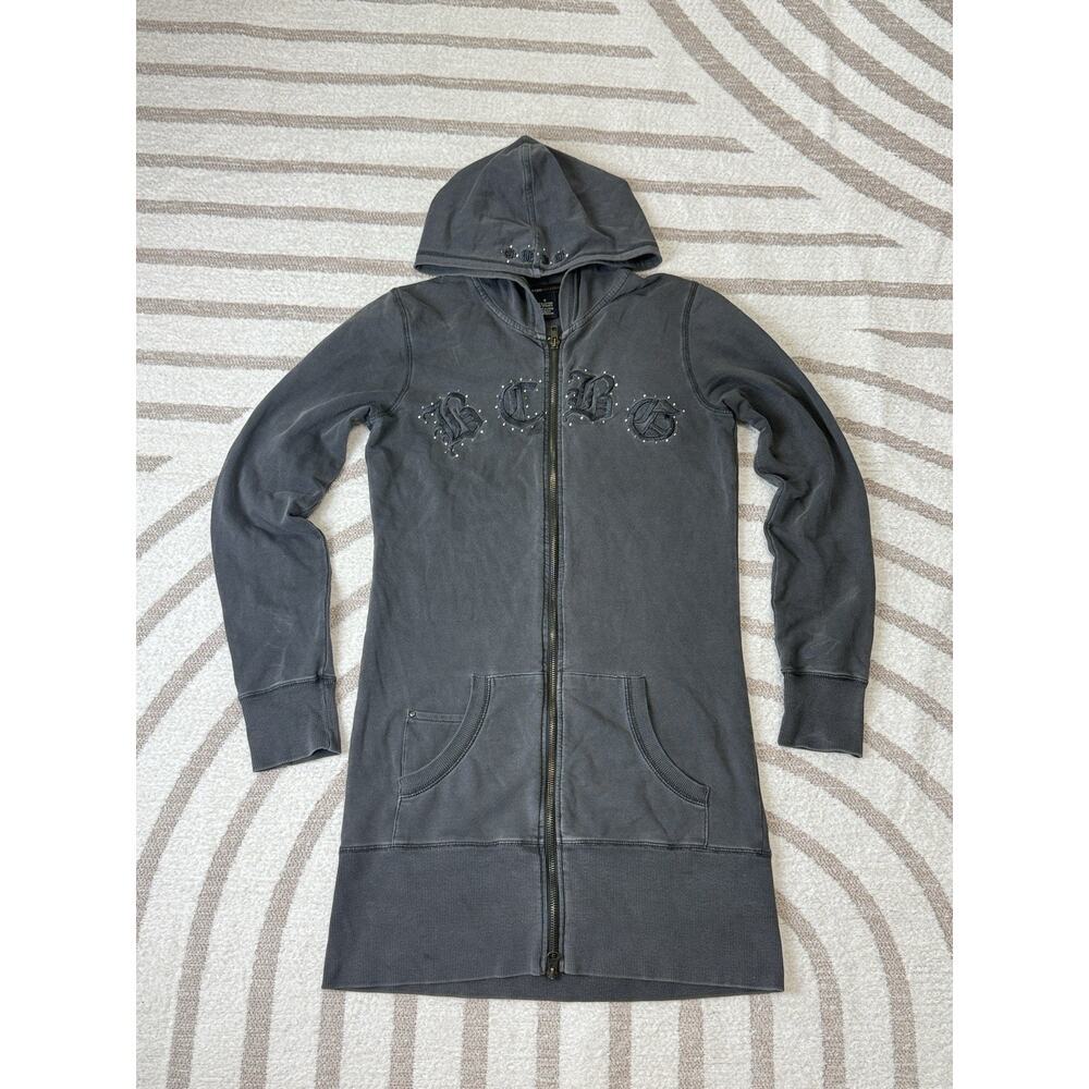 Y2k Vintage Gray Embroidered Full Zip Hoodie Gothic Grunge Women’s Size S - Picture 2 of 13